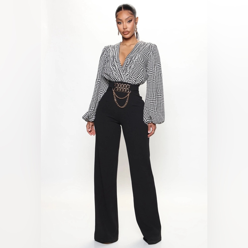Heather Houndstooth Jumpsuit - Black/White